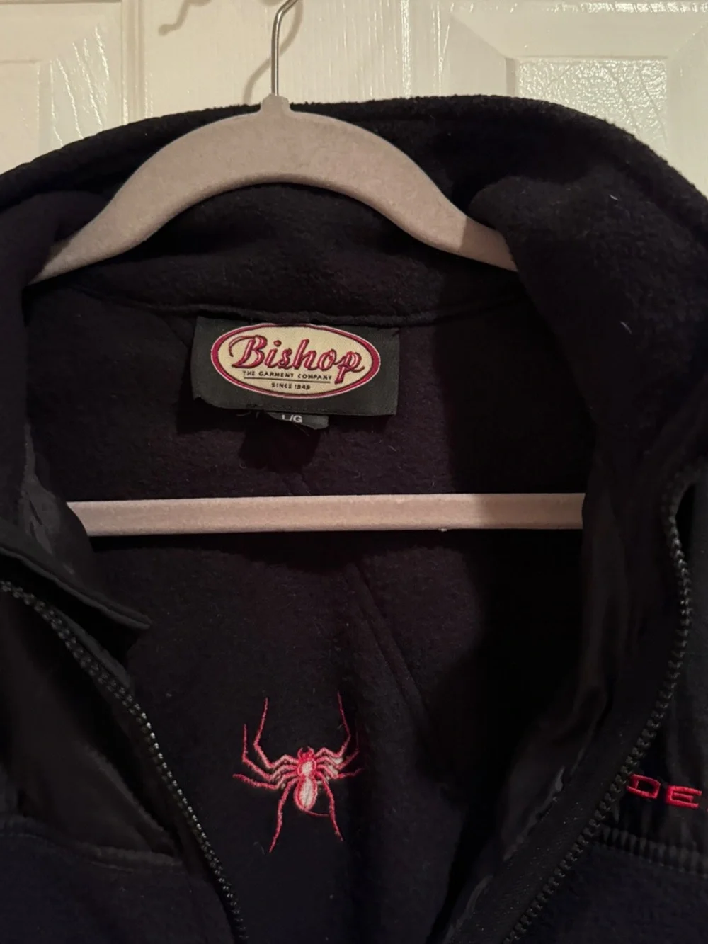 SONY PICTURES Black SPIDER MAN embroidered Fleece Jacket, L